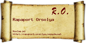 Rapaport Orsolya névjegykártya